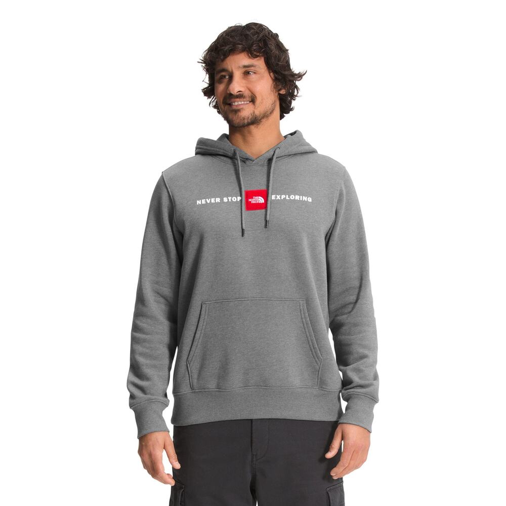 The North Face Hoodie Gray Red Box Logo Never Stop Exploring Men’s S Women’s M - Picture 9 of 9